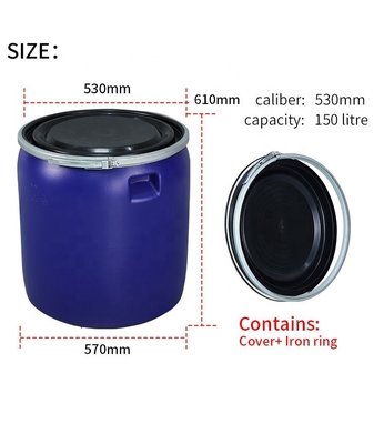 970mmのプラスチック化学容器150KG/LのHDPEの青いプラスチック バレル