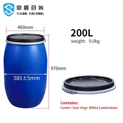 円柱青い化学200l 55ガロンのプラスチック ドラム585*970mm 9kg