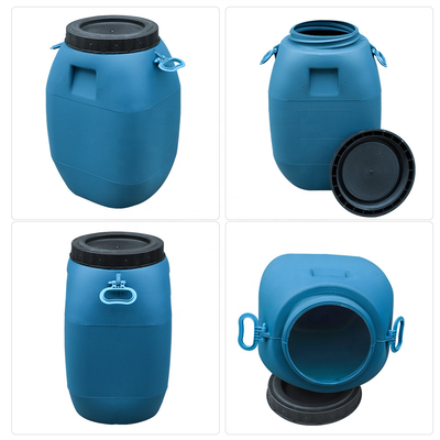 HDPE 100%の60Lふたが付いている青いHDPEのプラスティック容器のドラム